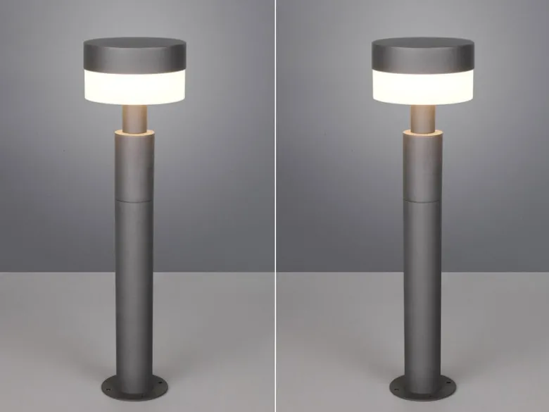 2er Set moderne LED Wegeleuchten aus Aluminium in Anthrazit, Höhe 50cm