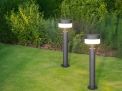 2er Set moderne LED Wegeleuchten aus Aluminium in Anthrazit, Höhe 50cm