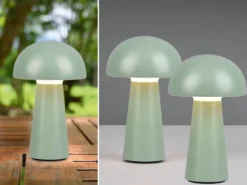 2er SET Outdoor Akku LED Tischleuchten Touch Dimmer Grün Höhe 21cm