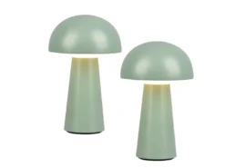 2er SET Outdoor Akku LED Tischleuchten Touch Dimmer Grün Höhe 21cm