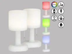 2er SET Outdoor Akku Tischlampen TERMOLI ohne Kabel - dimmbar & RGB - Höhe 25cm