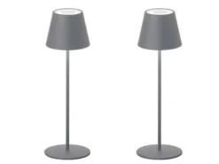 2er SET Outdoor Akku Tischlampen Grau ohne Kabel mit RGB, Höhe 38cm