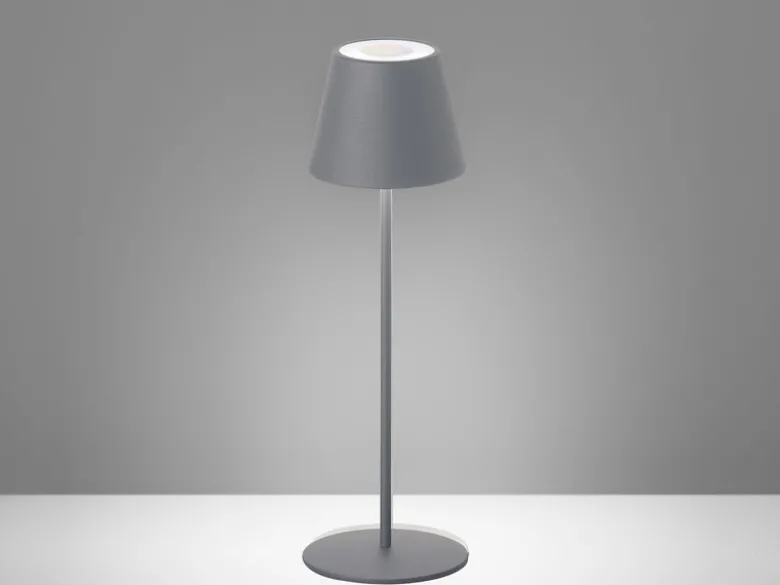 2er SET Outdoor Akku Tischlampen Grau ohne Kabel mit RGB, Höhe 38cm