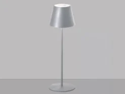 2er SET Outdoor Akku Tischlampen Silber ohne Kabel mit RGB, Höhe 38cm