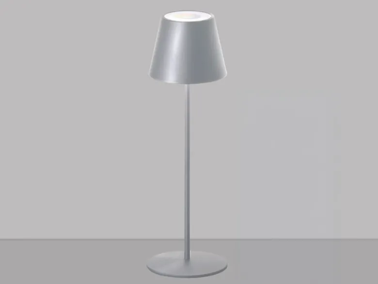 2er SET Outdoor Akku Tischlampen Silber ohne Kabel mit RGB, Höhe 38cm