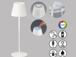 2er SET Outdoor Akku Tischlampen Weiß ohne Kabel mit RGB, Höhe 38cm
