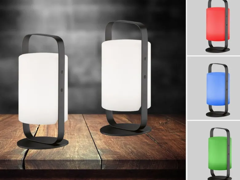 2er SET Outdoor Akku Tischlampen mit Fernbedienung & RGB, Höhe 25cm