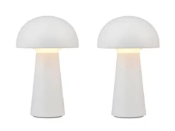 2er SET Outdoor LED Akku Tischleuchten Touch Dimmer, Weiß Höhe 21cm