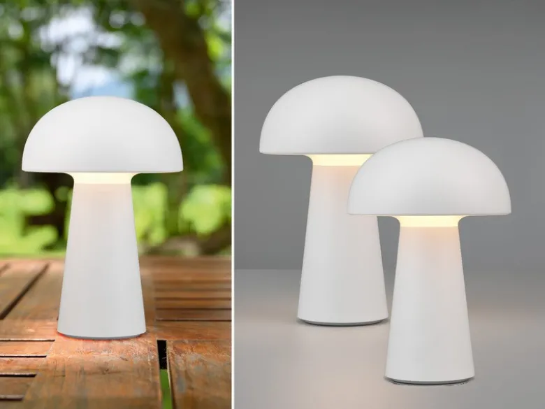 2er SET Outdoor LED Akku Tischleuchten Touch Dimmer, Weiß Höhe 21cm