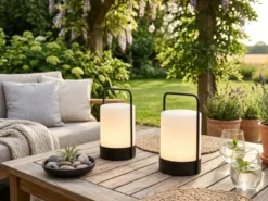 2er SET Outdoor Solar Tischlampen mit Fernbedienung, Höhe 20cm