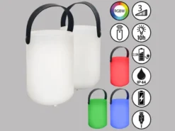 2er SET Outdoor Tischlampen CIRO mit Fernbedienung & RGB, Höhe 15cm