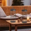 2er SET Outdoor Tischlampen 36cm Schwarz ohne Strom mit Akku & USB Kabel