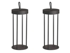 2er SET Outdoor Tischlampen 36cm Schwarz ohne Strom mit Akku & USB Kabel