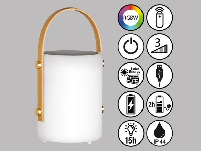 2er SET Outdoor Tischleuchten 24cm mit Fernbedienung & RGB - Solar & USB