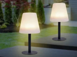 2er SET Outdoor Tischleuchten über Solar oder USB aufladbar, Höhe 25cm