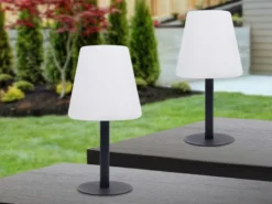 2er SET Outdoor Tischleuchten über Solar oder USB aufladbar, Höhe 25cm