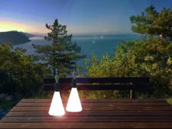 2er SET Outdoor Tischleuchten 31,5cm ohne Kabel - dimmbar & USB aufladbar