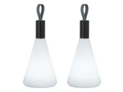 2er SET Outdoor Tischleuchten 31,5cm ohne Kabel - dimmbar & USB aufladbar