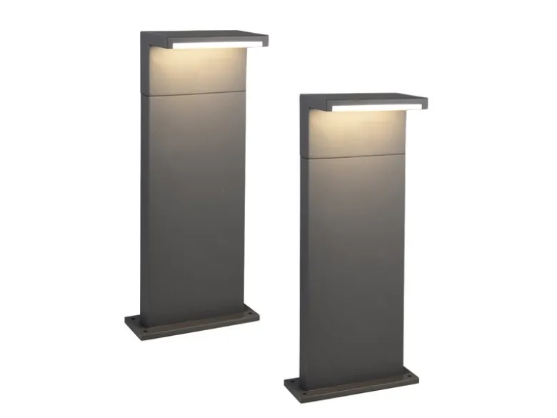 2er SET Pollerleuchte Aluminium Anthrazit zur Reihenschaltung geeignet Höhe 50cm