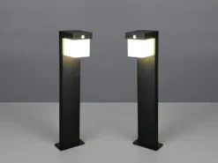 2er SET Pollerleuchten mit Solar und Strom, Hybrid mit Bewegungsmelder H: 50cm