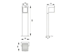 2er SET Pollerleuchten mit Solar und Strom, Hybrid mit Bewegungsmelder H: 50cm