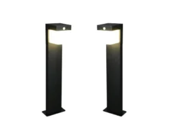 2er SET Pollerleuchten mit Solar und Strom, Hybrid mit Bewegungsmelder H: 50cm