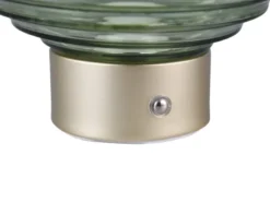 2er SET Retro Akku Tischleuchten mit Glas Lampenschirm Grün, Höhe 14cm