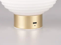 2er SET Retro Akku Tischleuchten mit Glas Lampenschirm Weiß, Höhe 14cm