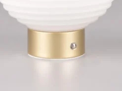2er SET Retro Akku Tischleuchten mit Glas Lampenschirm Weiß, Höhe 14cm