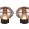 2er SET Retro Akku Tischleuchten mit Rauchglas Lampenschirm, Höhe 14cm