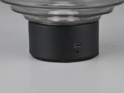 2er SET Retro Akku Tischleuchten mit Rauchglas Lampenschirm, Höhe 14cm