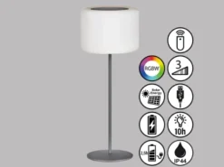 2er SET RGB Tischlampen dimmbar mit Fernbedienung, per USB & Solar aufladbar