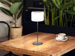 2er SET RGB Tischlampen dimmbar mit Fernbedienung, per USB & Solar aufladbar