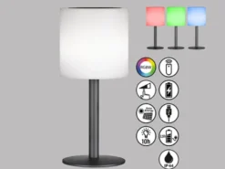 2er SET RGB Tischlampen mit Fernbedienung, per Solar & USB aufladbar, Höhe 30cm