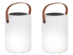 2er SET RGB Tischleuchten 20cm mit Fernbedienung, per USB & Solar aufladbar