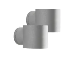 2er-Set runde Wandleuchte MODENA grau, Up-/Down-Light, GU9, Höhe 9 cm, IP44