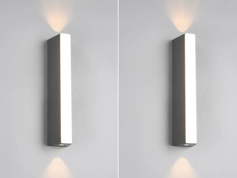 2er Set Schmale LED Außenwandleuchten Up and Down IP65, Höhe 30cm
