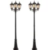 2er-Set schwarze Gartenlaterne FIRENZE 3 x E27 inkl. Pfahl und Fundament