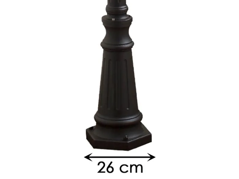 2er-Set schwarze Gartenlaterne FIRENZE 3 x E27 inkl. Pfahl und Fundament