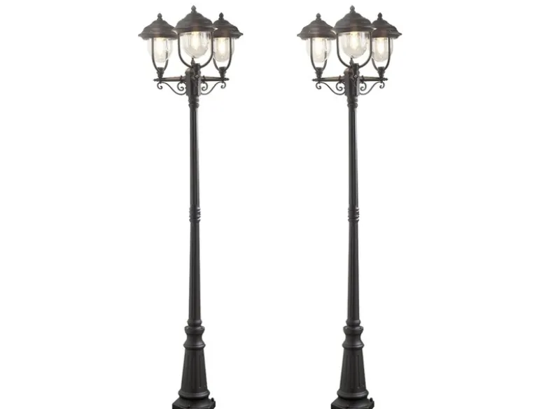 2er-Set schwarze Gartenlaterne PARMA aus Aluminium, E27, IP43, H.: 218 cm