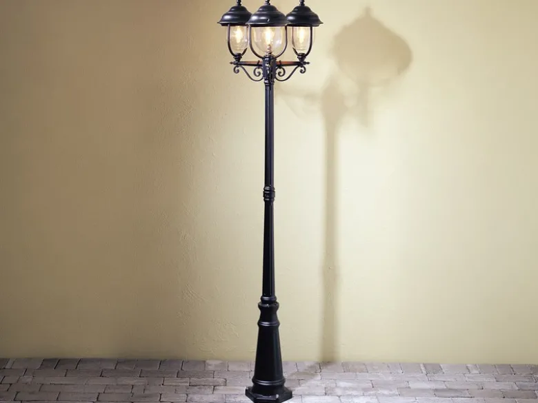 2er-Set schwarze Gartenlaterne PARMA aus Aluminium, E27, IP43, H.: 218 cm