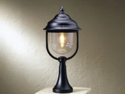2er-Set schwarze Sockelleuchten PARMA aus Aluminium, E27, IP43, H.: 54 cm