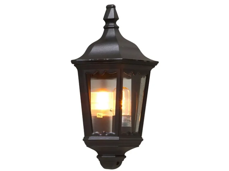 2er-Set schwarze Wandleuchten Halbschale FIRENZE, E27, Aluminium, Höhe 44 cm