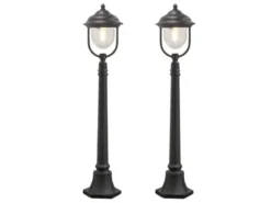 2er-Set schwarze Wegeleuchten PARMA aus Aluminium, E27, IP43, H.: 118 cm