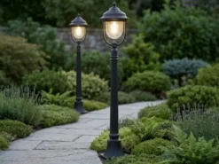 2er-Set schwarze Wegeleuchten PARMA aus Aluminium, E27, IP43, H.: 118 cm