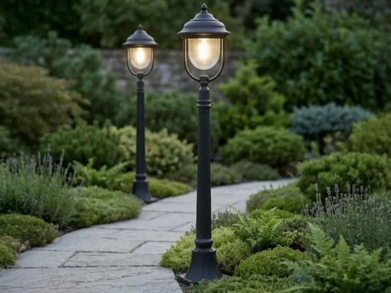 2er-Set schwarze Wegeleuchten PARMA aus Aluminium, E27, IP43, H.: 118 cm