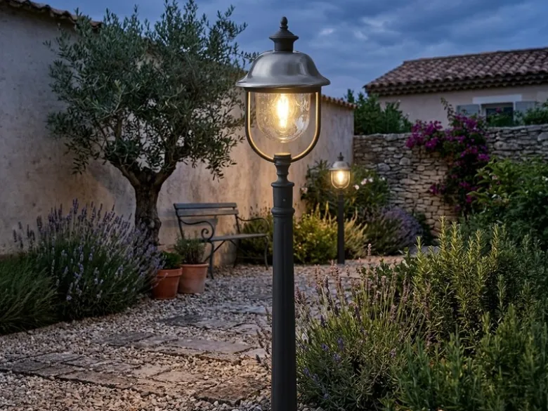 2er-Set schwarze Wegeleuchten PARMA, Edelstahl Lampendach, E27, IP43