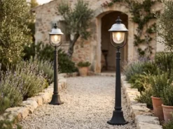 2er-Set schwarze Wegeleuchten PARMA, Edelstahl Lampendach, E27, IP43