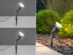 2er Set Schwenkbare Gartenstrahler mit Erdspieß & 2 Meter Anschlusskabel, H:51cm