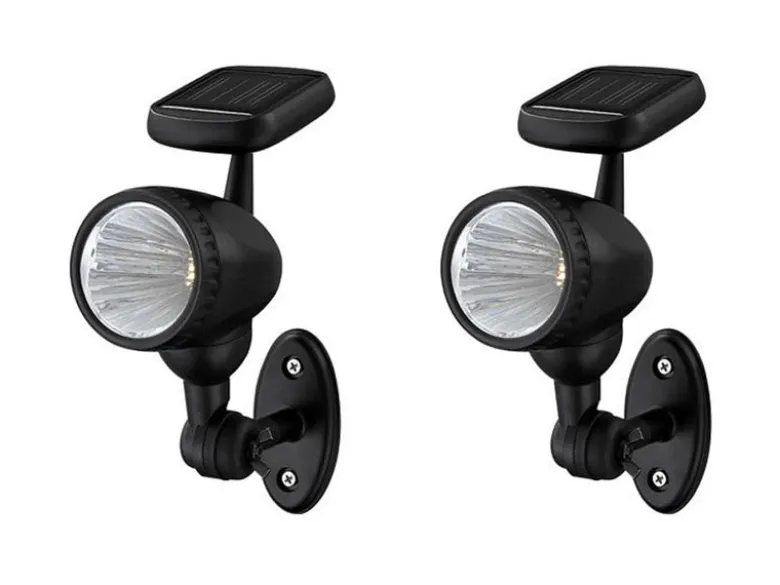 2er Set schwenkbare LED Solarleuchten mit Erdspieß oder zur Wandmontage